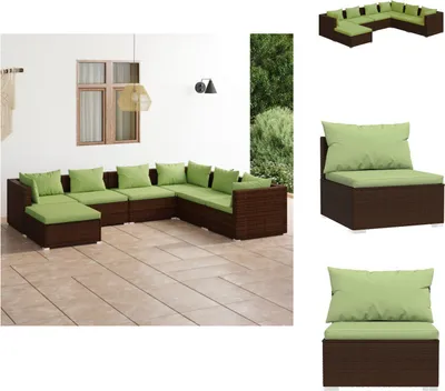 Produktbild von vidaXL 7-tlg. Garten-Lounge-Set mit Kissen Poly Rattan Braun -  Gartenmöbel-Sets