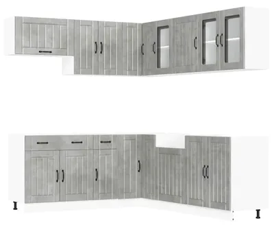 Immagine prodotto di vidaXL Set di mobili da cucina 11 pezzi Lucca cemento grigio materiale a base di legno