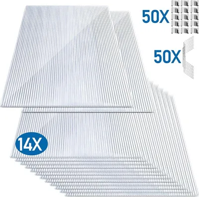 Obrázok produktu pre Izrielar 14x polykarbonátové dvojstenné dosky 4mm, 10,25m² dvojstenná doska, 50x svorky + 50x Z-klipy, odolné voči UV žiareniu Pre skleníky, záhradné prístrešky