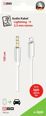 Produktbild von 2GO AUX/MP3 Audiokabel für Lightning-Geräte 100cm weiß