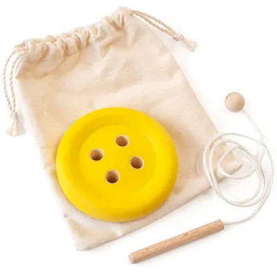 Image de Jouet en bois "Bouton" jaune