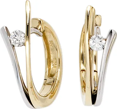 Produktbild von Creole Creolen mit Diamanten Brillanten 585 Gold Gelbgold Weißgold