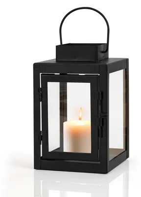 Metall-Laterne, schwarz, 16 cm, für Kerzen, Indoor & Outdoor