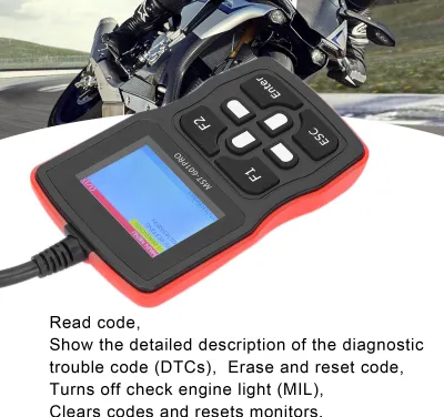 Zdjęcie produktu dla Zestaw skanera diagnostycznego, 2,4-calowy wyświetlacz LCD, uniwersalny, wielojęzyczny, do motocykli EFI, interfejs OBD