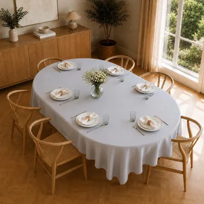 Produktbild von Tischdecke 160 x 220 cm oval für Küche & Esstisch in Hellgrau