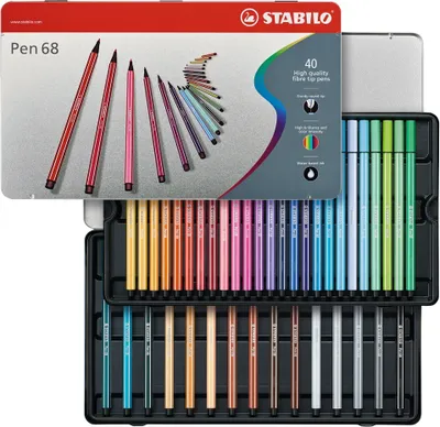Obrázek produktu pro Prémiové plnicí pero - STABILO Pen 68 - 40 kovových pouzder - se 40 různými barvami