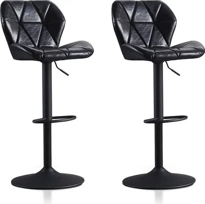 Produktbild von CLIPOP Barhocker, 2er Set Kunstleder Barstuhl, Retro Bistrohocker, Höhenverstellbarer Thekenhocker,Schwarz