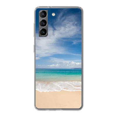 Produktbild von MuchoWow® Handyhülle Schutzhülle Hülle für Samsung Galaxy S21 Ein tropischer Strand auf Hawaii, an dem die Wellen an Land gespült werden Silikon Softcase Handy Hülle - Softcase