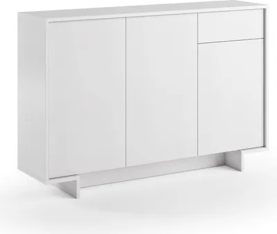 Produktbild von Sideboard Aneto, Wohnzimmer-Sideboard, Wohnzimmer-Buffet mit 3 Türen und 1 Schublade, 100 %  Italy, 134 x 35 x 87 cm, Weiß