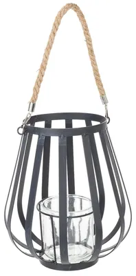 Produktbild von Windlicht Metall Laterne Glas Anthrazit Ø23cm H27cm Deko