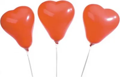Produktbild von 5 Luftballons Ø 13 cm rot "Heart" small, mit 16 cm Haltestäben