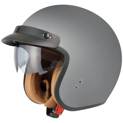 Produktbild von Hochwertiger Jethelm Motorradhelm Sturzhelm mit ausklappbaren Visier und Sonnenblende für Mofa Scooter Vespa ECE 22-06, Grau, L(59CM)