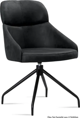Produktbild von Esszimmerstuhl drehbar (4er-Set) Dorian 52x82x63 Schwarz/Anthrazit