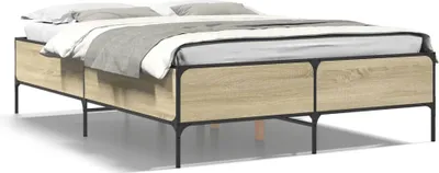 Image de vidaXL Cadre de lit en chêne Sonoma 140x190 cm Bois composite et métal