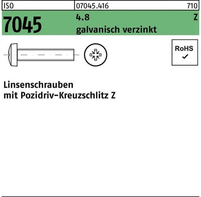 Produktbild von Reyher  Flachkopfschrauben ISO 7045 4.8 M 5x20 -Z vz (1000 Stück)