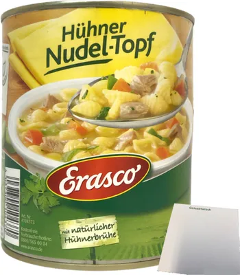 Produktbild von Erasco Hühner-Nudeltopf mit natürlicher Hühnerbrühe (1x800g Dose) + usy Block
