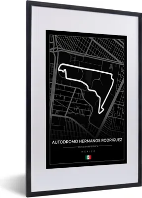 Produktbild von MuchoWow® Gerahmtes Poster Mexiko - Rennstrecke - Autodromo Hermanos Rodríguez - Formel 1 - Rennsport - Schwarz 40x60 cm - Poster mit Schwarzem Bilderrahmen Wandposter Rahmen Foto Bilder - Poster in Rahmen
