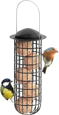 Image de Support à boulettes pour mésanges Métal Noir 26cm Suspension 2 pièces