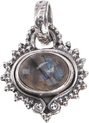 Produktbild von Silberanhänger, Indischer Boho Kettenanhänger - Labradorit, Grau, SterlingSilber, 1,3*1,7*0,7 cm, Anhänger & Amulette aus Silber