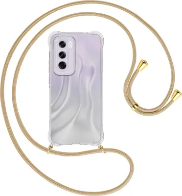 Produktbild von Handykette Backcover-Schutzhülle mit Band (Metall goldfarben) für OPPO Reno 12 Pro 5G - caramel