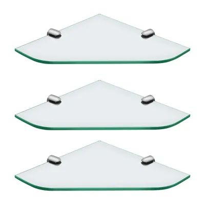 Image de S'AFIELINA étagère en verre étagère de douche verre d'angle 6mm verre trempé étagère de douche verre pour salle de bain étagère de douche 230 x 230 mm,3 pièces