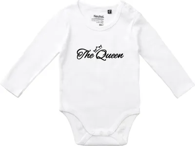 Produktbild von Huuraa Baby Body The Queen Krone 80 White  Baumwolle Fairtrade Langarmbody Geschenkidee