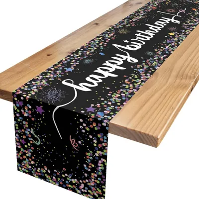 Zdjęcie produktu dla Bieżnik na stół, czarny, 180x35 cm, poliester, imitacja lnu