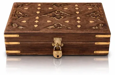 Produktbild von Holzschmuckkästchen mit Schloss und Schlüssel – 20,3 x 12,7 cm
