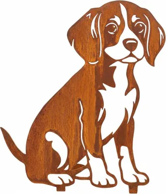 Produktbild von Edelrost Beagle - Rost Deko Hund Rostfigur Gartendeko für Draußen - stabile Metall Gartenfigur aus Stahl - Wetterfest für Beet Terrasse - 51x40cm "