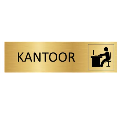 Produktbild von CombiCraft Aluminium Türschild "Kantoor" in Gold mit 3M-Klebeband - 165 x 45 mm
