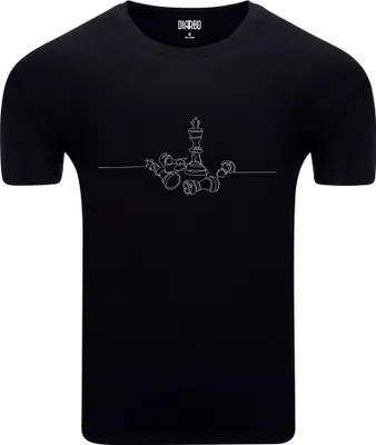 Produktbild von Diarbo Herren T-Shirt mit Schachliebhaber Aufdruck Schachlinie Schwarz Gr.XS