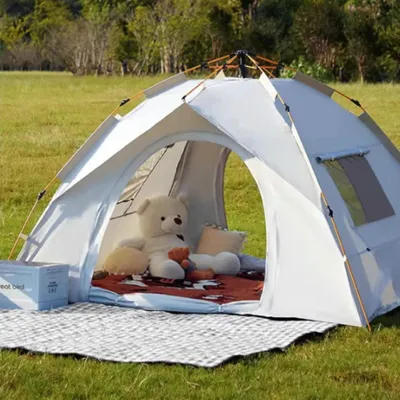 Obrázek produktu pro Stan pop-up – automatický stan – pro 2 osoby – rychlá instalace – vodotěsná podlážka (1500–2000 mm vodního sloupce) – jednovrstvý – tyče z vlákna skleněného – bílý