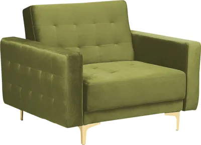 Produktbild von BELIANI Sessel Grün Samtstoff Metall Retro Stil verstellbare Rückenlehne Wohnzimmer