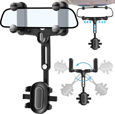 Produktbild von Handyhalterung Rückspiegel Auto, 360° Drehbar und Einziehbar – Multifunktionale KFZ Handyhalterung für alle Handys