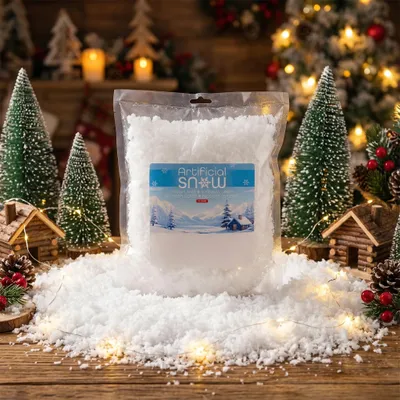 Zdjęcie produktu dla Sztuczny śnieg, dekoracyjny śnieg, płatki śniegu, dekoracja śnieżna, 50 g