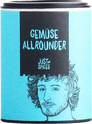 A can of spices with a drawing of a man's face on it.