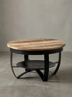 Produktbild von Couchtisch, industrieller Stil, recyceltes Mango-Massivholz, Braun/Schwarz. 60x60x34 cm | Kadima Design