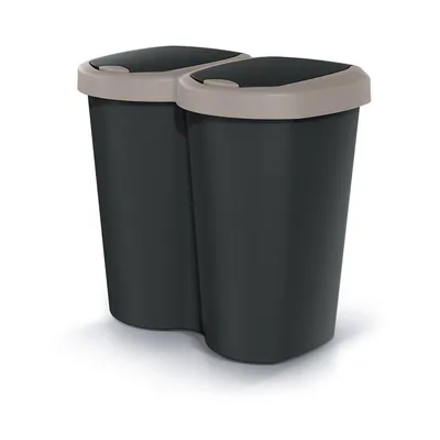 Produktbild von Abfallbehälte Compacta B Duo braun/schwarz Fassungsvermögen 40 l ein Fach zwei Deckel Wandmontage NDBS40-WG5C_S411