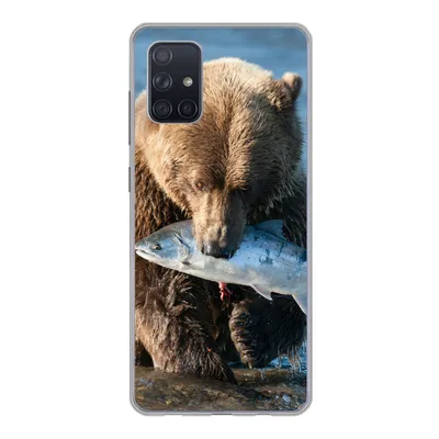 Produktbild von MuchoWow® Handyhülle Schutzhülle Hülle für Samsung Galaxy A51 Bär - Braun - Fisch Silikon Softcase Handy Hülle - Schutzabdeckung