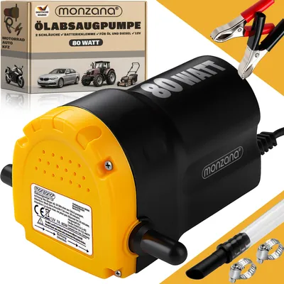 Produktbild von MONZANA® Ölabsaugpumpe elektrisch 12V 80 Watt 5l/min Ölpumpe Absaugpumpe Pumpe Dieselpumpe Ölwechselpumpe Kraftstoffpumpe für Auto Motorrad KFZ