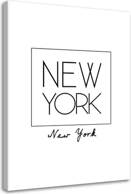 Produktbild von Leinwandbild new york inschrift 80x120 cm Feeby grau wandbild bereit zum aufhängen