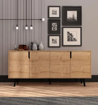 Productafbeelding van Skye Decor, hoogwaardige console tafel, 180 x 80 x 45 cm, saffier eikenhout | 100% melaminecoating op spaanplaat, houten poten (20 cm) | Wandmontage mogelijk, modern en Scandinavisch design, draagvermogen 30 kg.