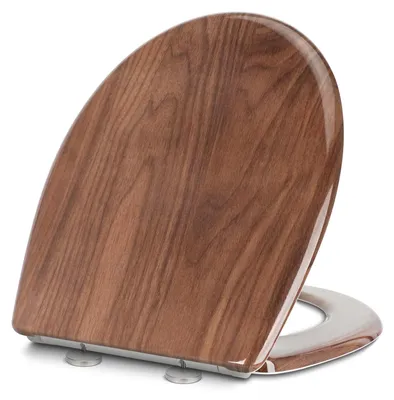 Produktbild von ovaler Duroplast Toilettensitz Holzoptik 44,7 x 36,8 cm