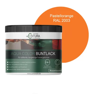 Produktbild von Contura 250ml. Buntlack Lackfarbe Lack Außen Innen Holz Metall Farbe Holzlack Möbellack - RAL 2003 Pastellorange