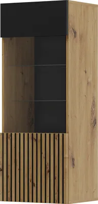 Produktbild von Glasvitrine AURIS 115 cm Wandschrank Vitrine Schwarz Matt / Artisan Eiche
