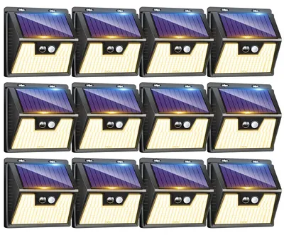 12 Solarleuchten mit 176 LEDs, IP65, 3 Modi, warmweiß