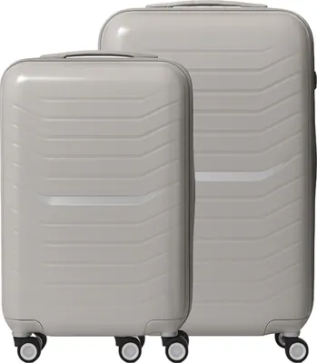 Produktbild von Relaxdays Kofferset, 2-teilig, 4 Rollen, Hartschale, 2 Größen, Teleskopgriff, TSA-Zahlenschloss, Reisekoffer, beige