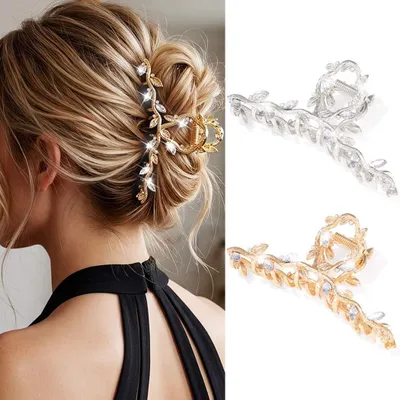 Produktbild von Haarspange 12 cm, Set von 2, Gold, Legierung und Rhinestones, für Haaraccessoires