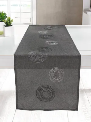 Produktbild von edler Tischläufer Kringel" 40x150 cm, grau, Tischband, Mitteldecke"