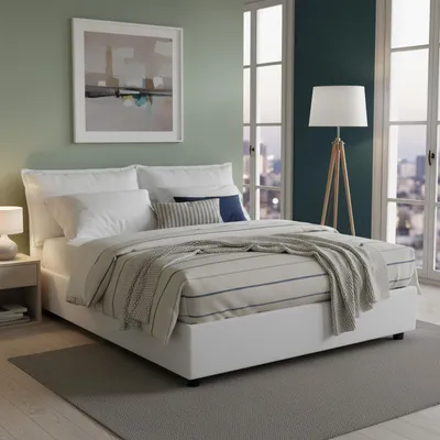 Produktbild von Doppelbett Dcarrar, Containerbett mit Stoffbespannung, 100% Italy, Frontöffnung, inklusive Matratze 160x190 cm, Weiß